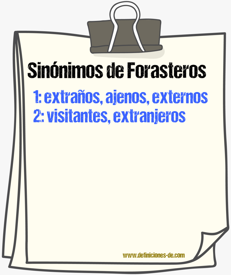 Sinónimos de forasteros