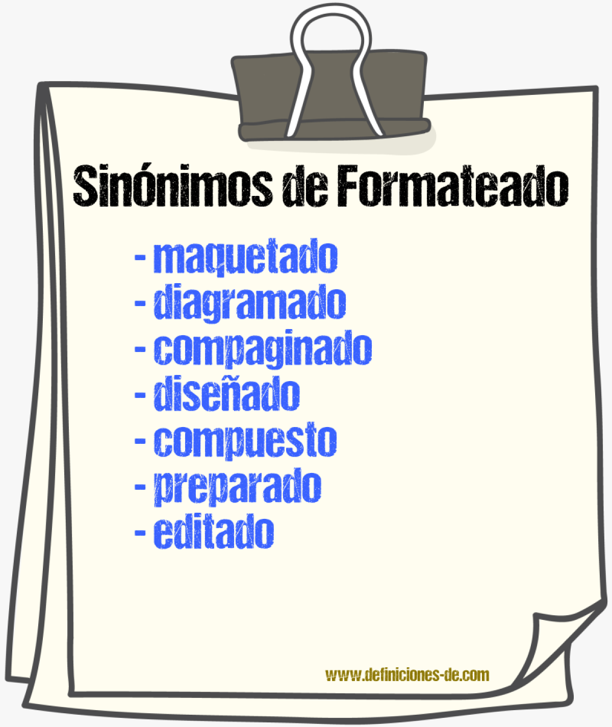 Sinónimos de formateado