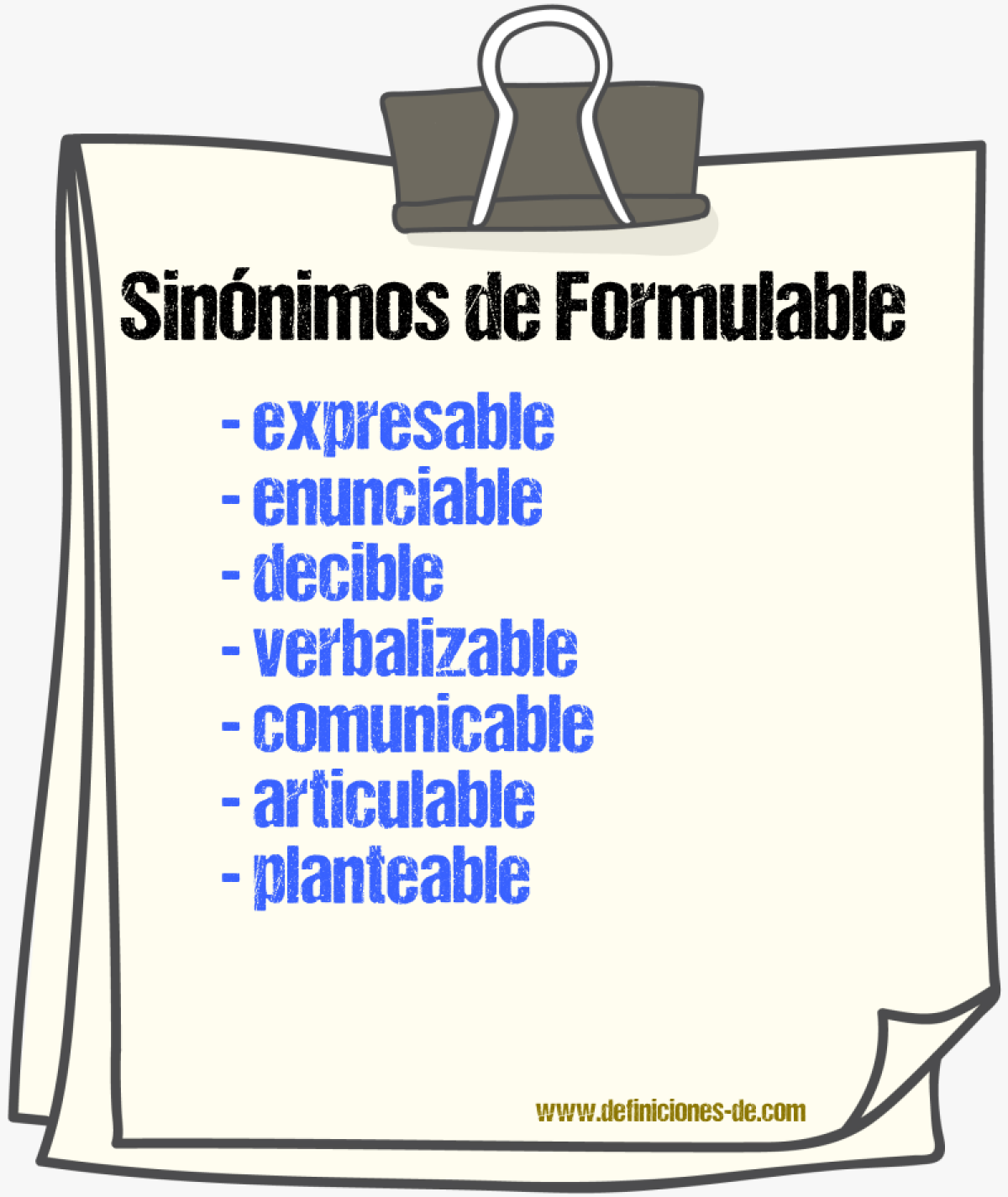 Sinónimos de formulable