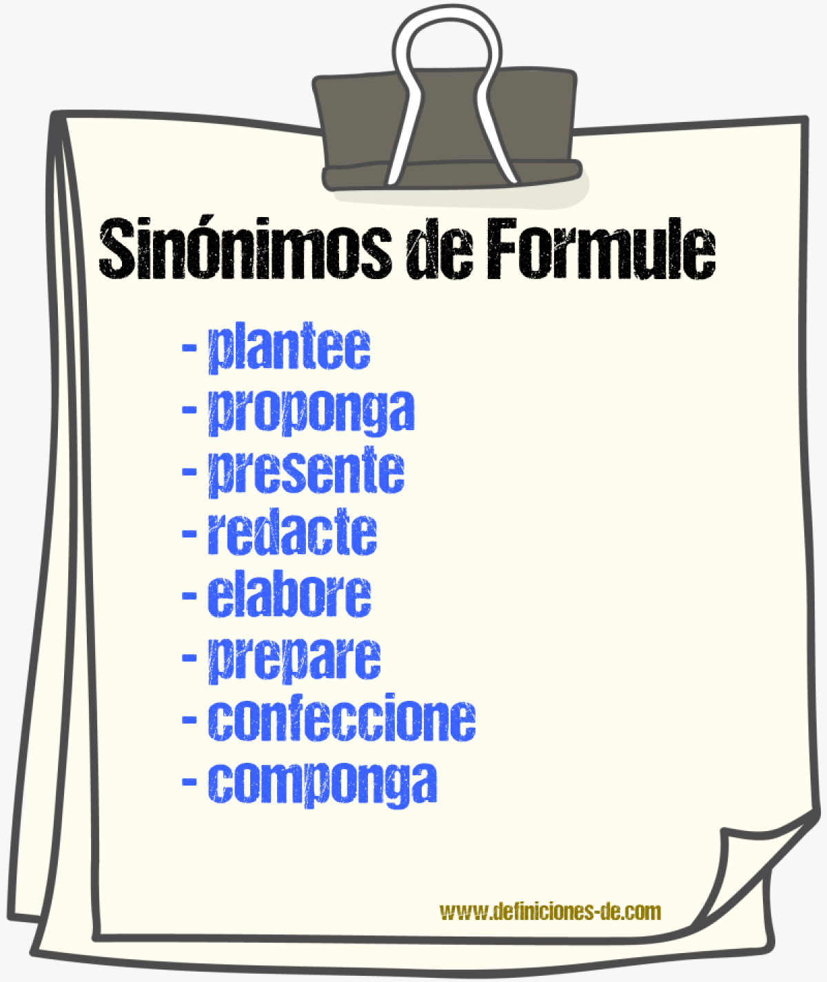 Sinónimos de formule