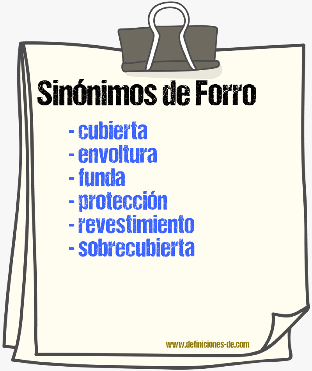 Sinnimos de forro