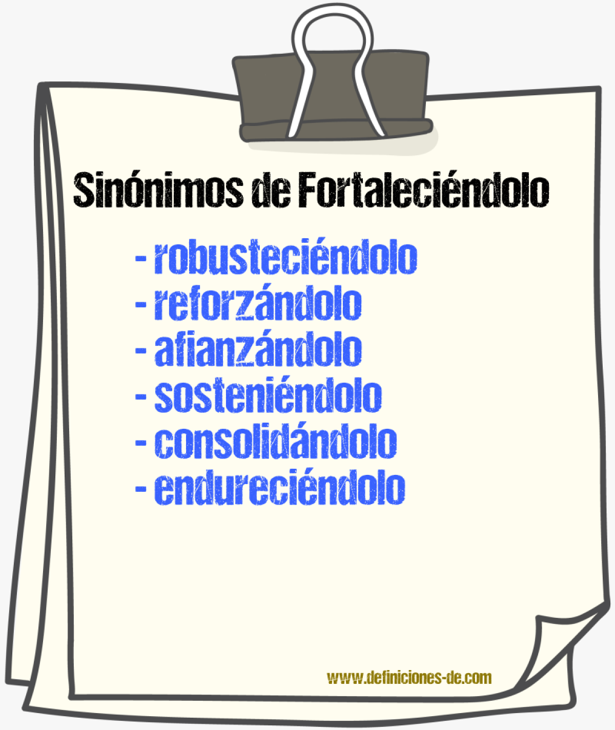 Sinónimos de fortaleciéndolo