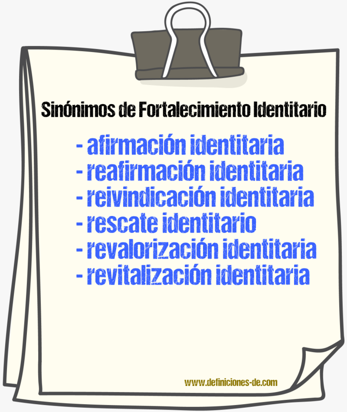 Sinónimos de fortalecimiento identitario