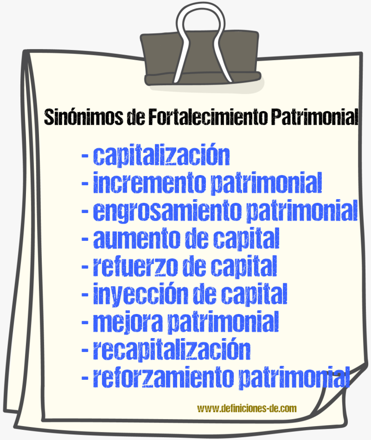 Sinónimos de fortalecimiento patrimonial
