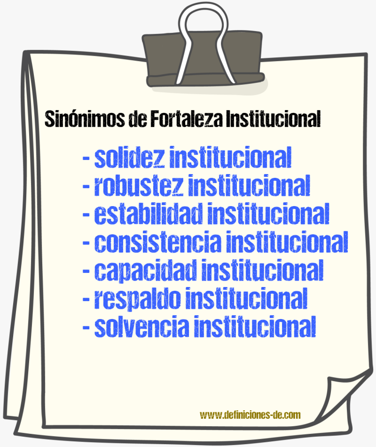 Sinónimos de fortaleza institucional