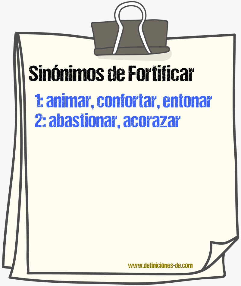 Sinnimos de fortificar