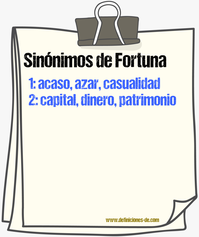 Sinnimos de fortuna