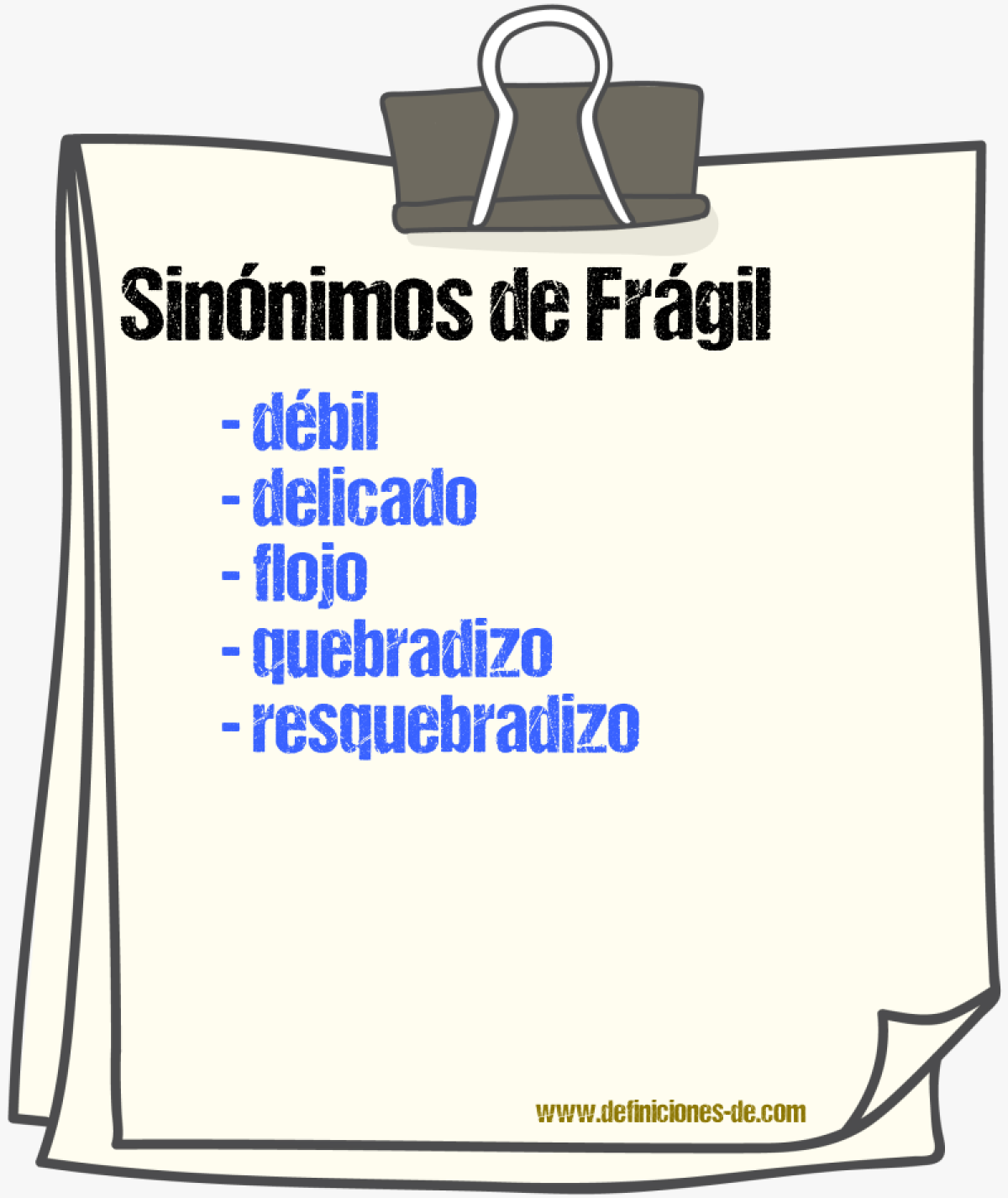 Sinónimos de frágil