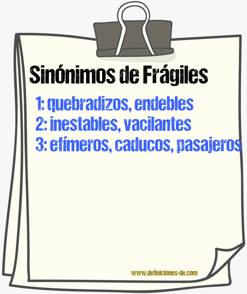 Sinónimos de frágiles
