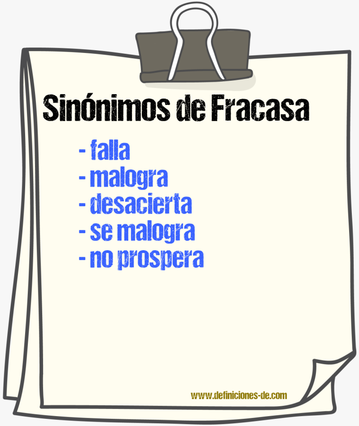 Sinónimos de fracasa
