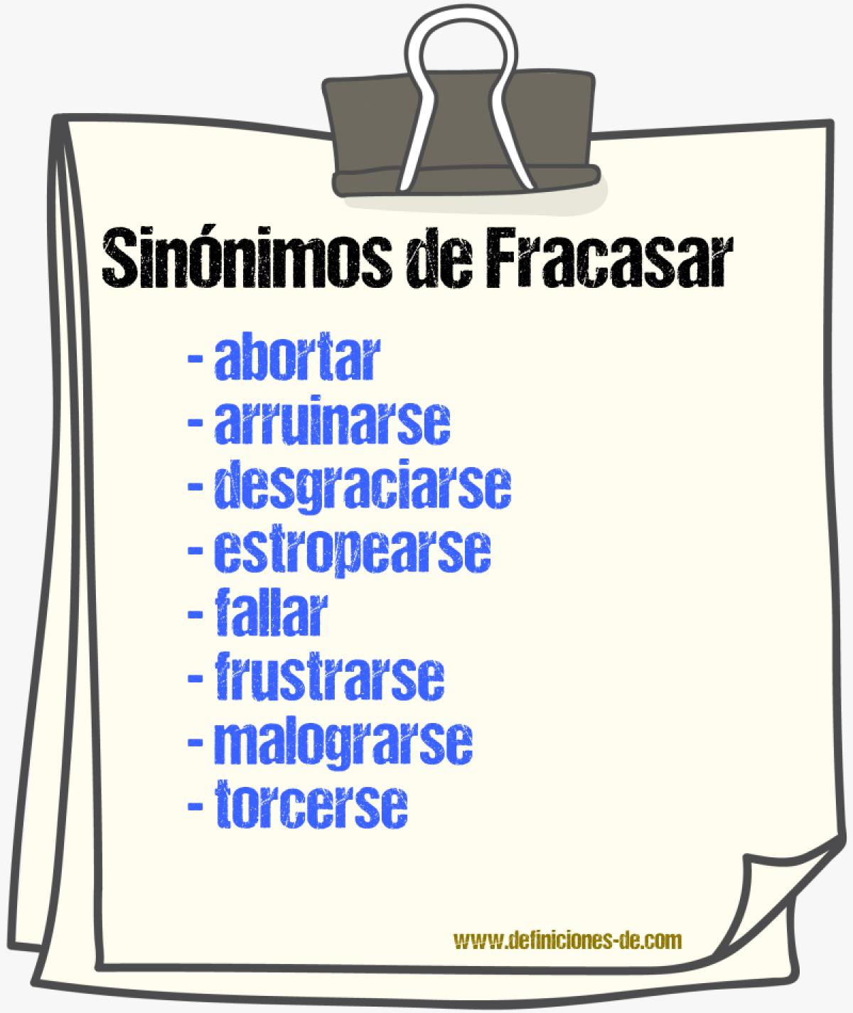 Sinnimos de fracasar