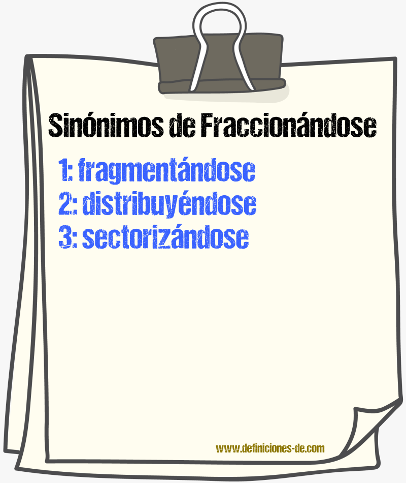 Sinónimos de fraccionándose