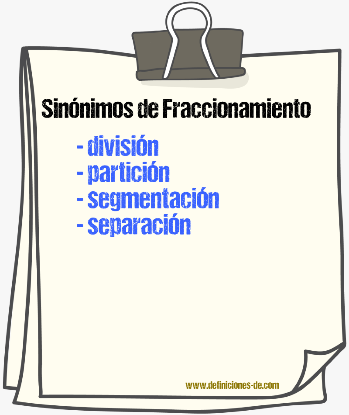 Sinnimos de fraccionamiento