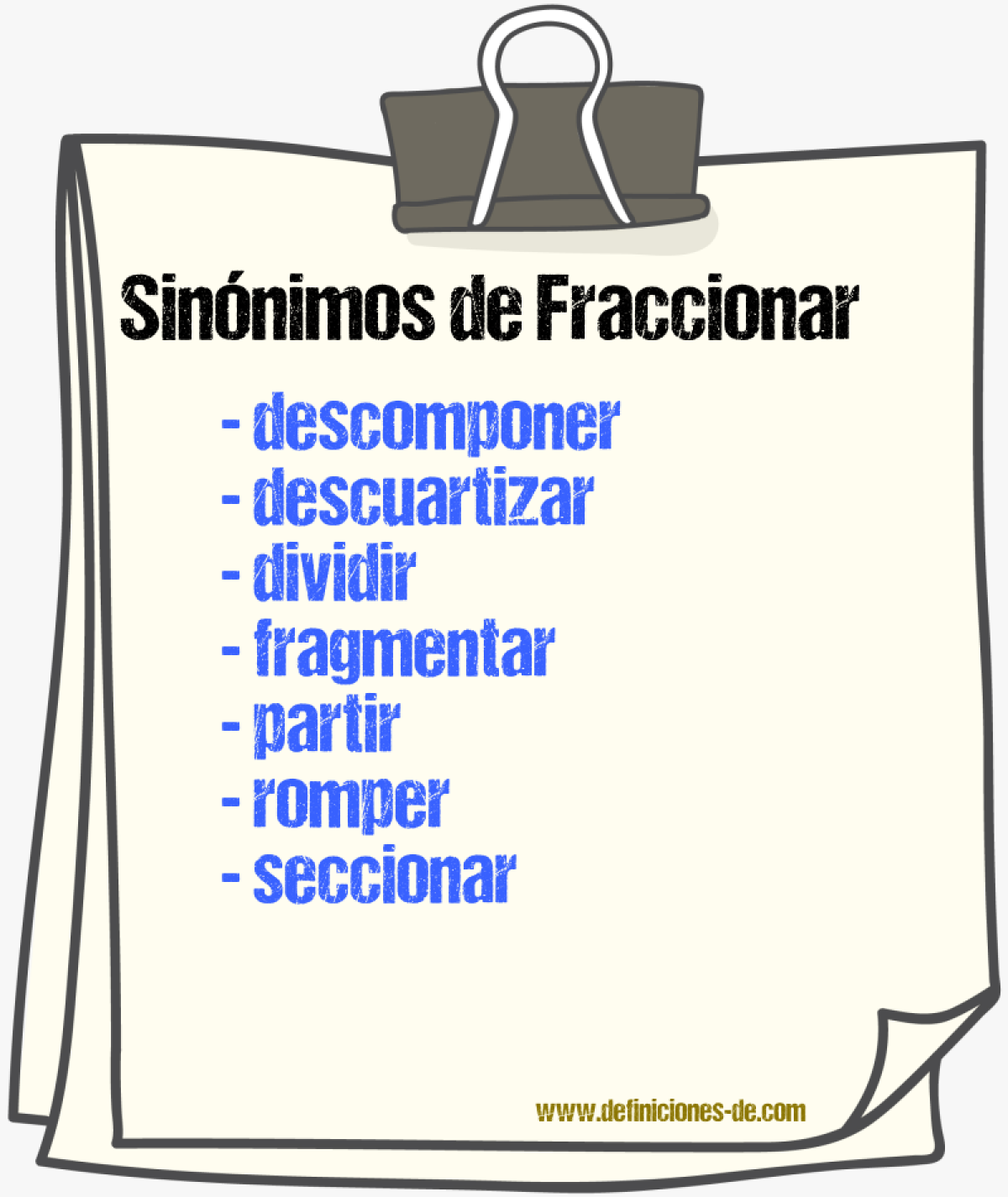 Sinnimos de fraccionar