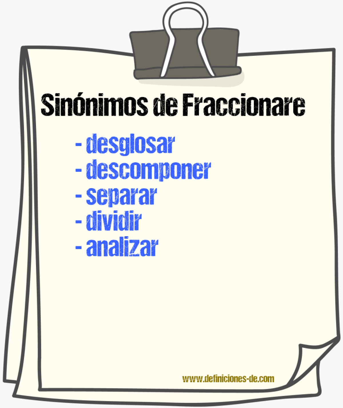Sinónimos de fraccionare