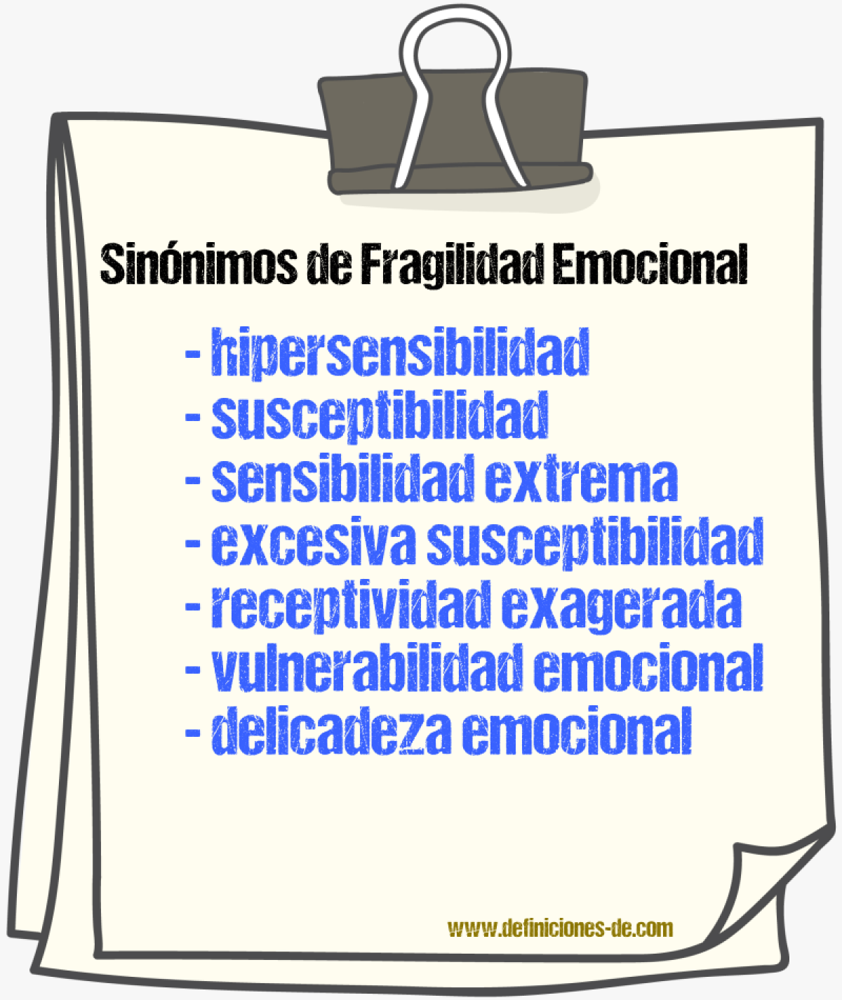 Sinónimos de fragilidad emocional