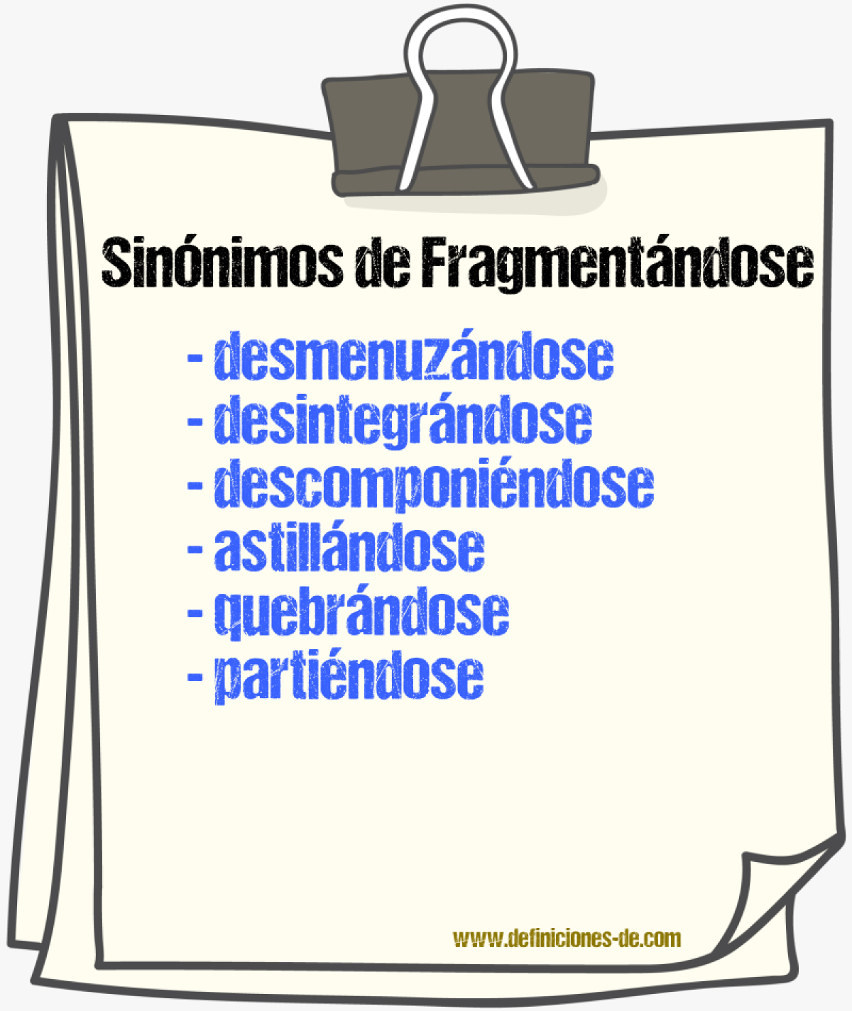Sinónimos de fragmentándose
