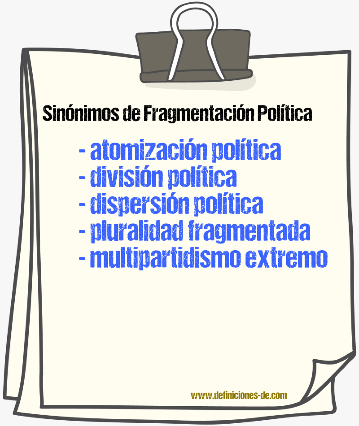 Sinónimos de fragmentación política