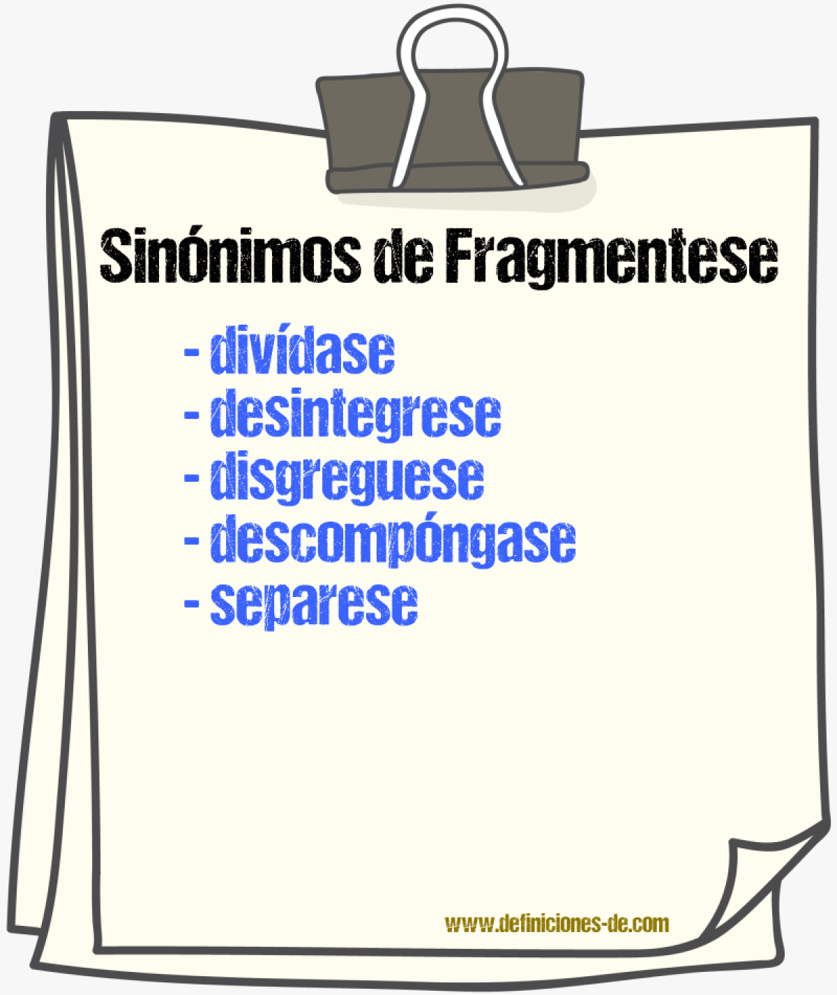 Sinónimos de fragmentese