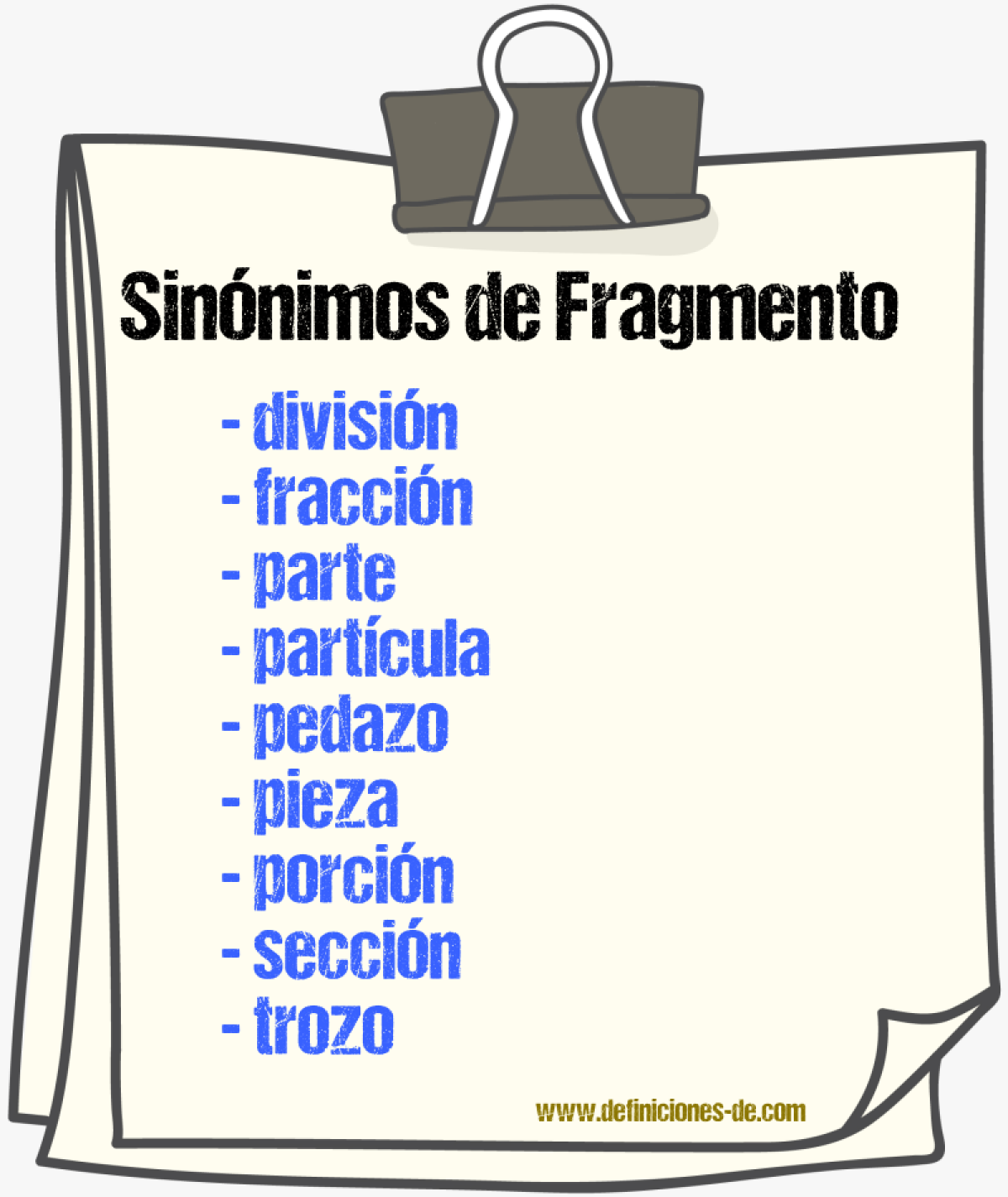 Sinnimos de fragmento