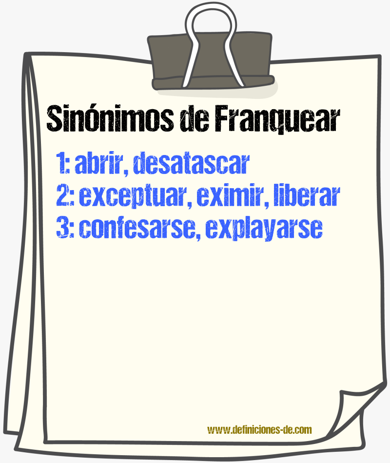 Sinnimos de franquear