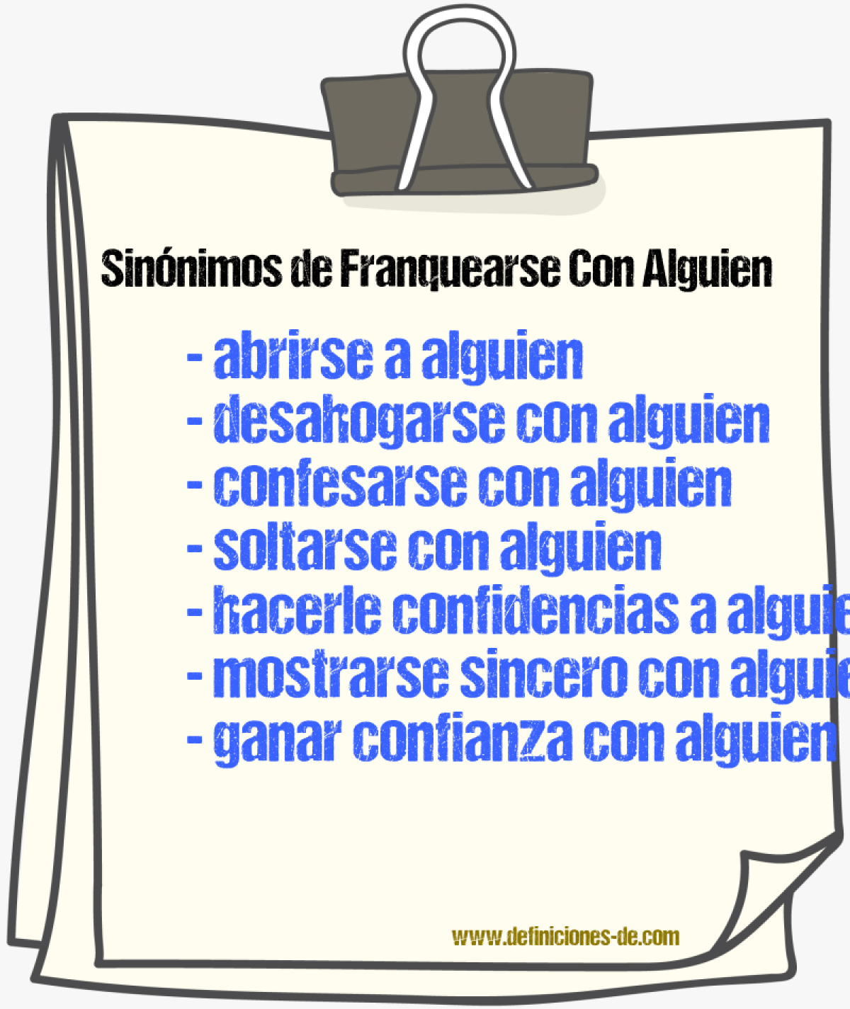 Sinónimos de franquearse con alguien