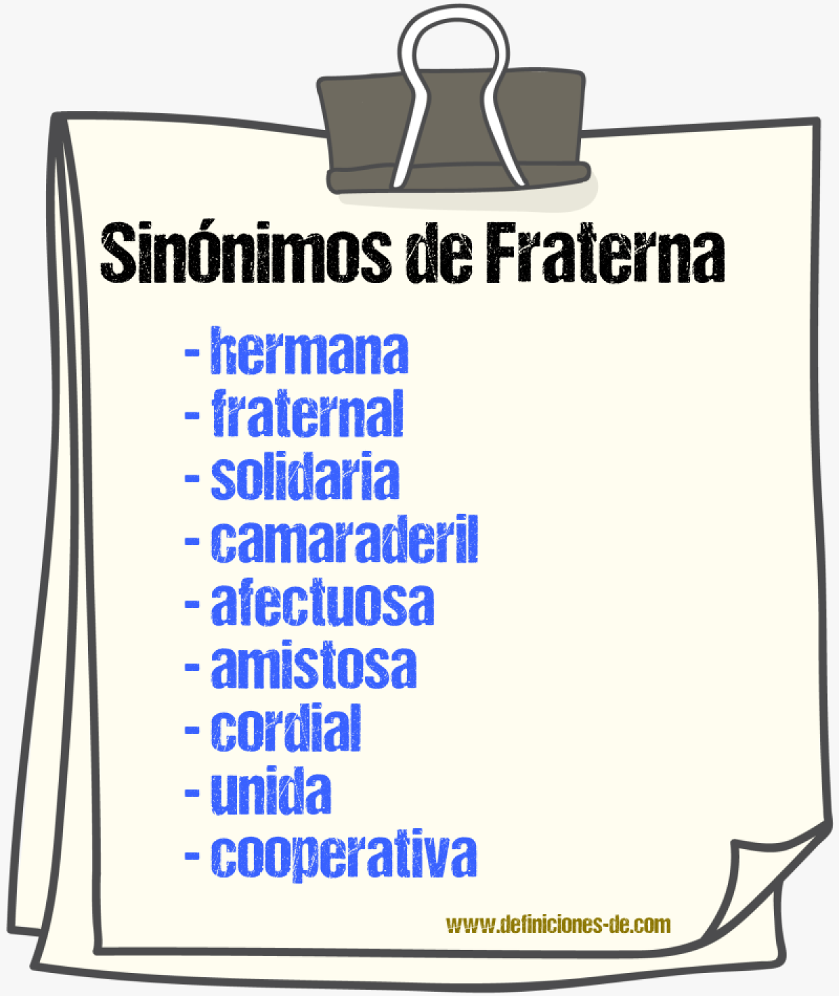 Sinónimos de fraterna