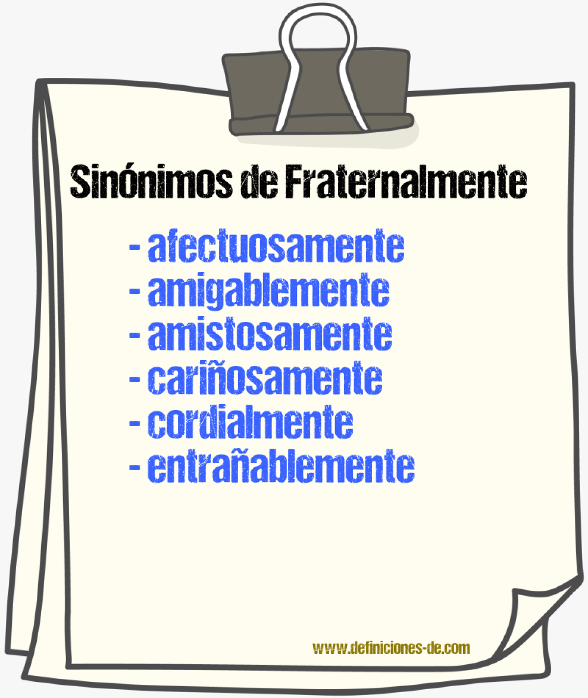 Sinnimos de fraternalmente