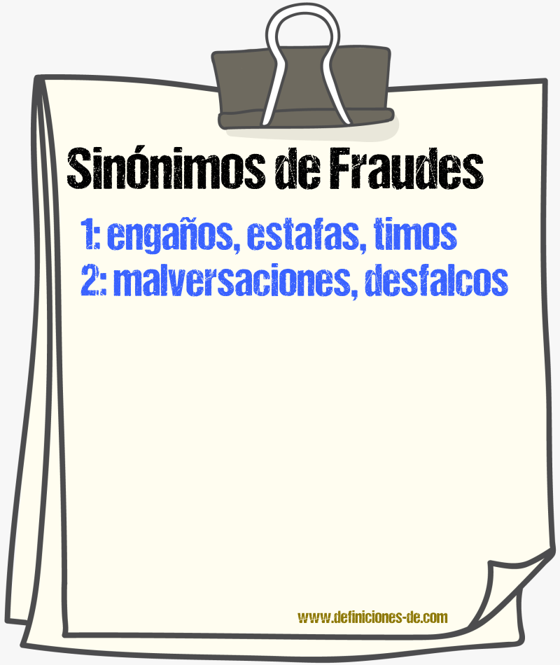 Sinónimos de fraudes