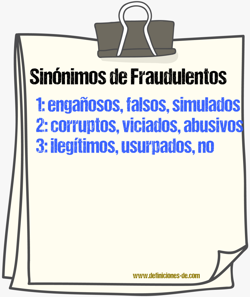Sinónimos de fraudulentos