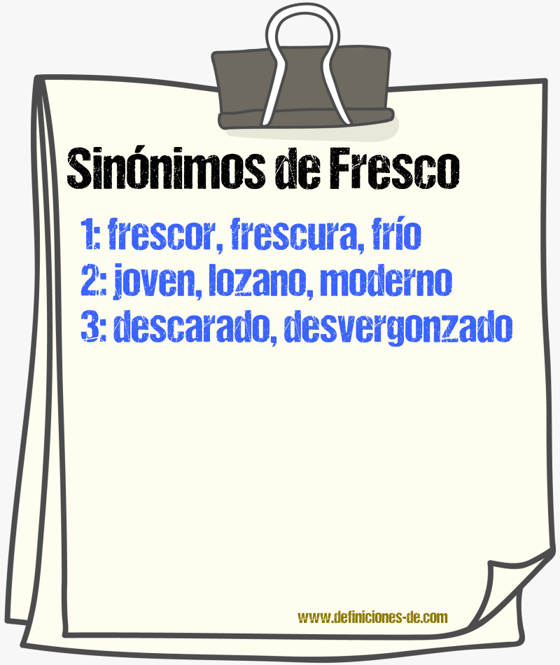 Sinnimos de fresco