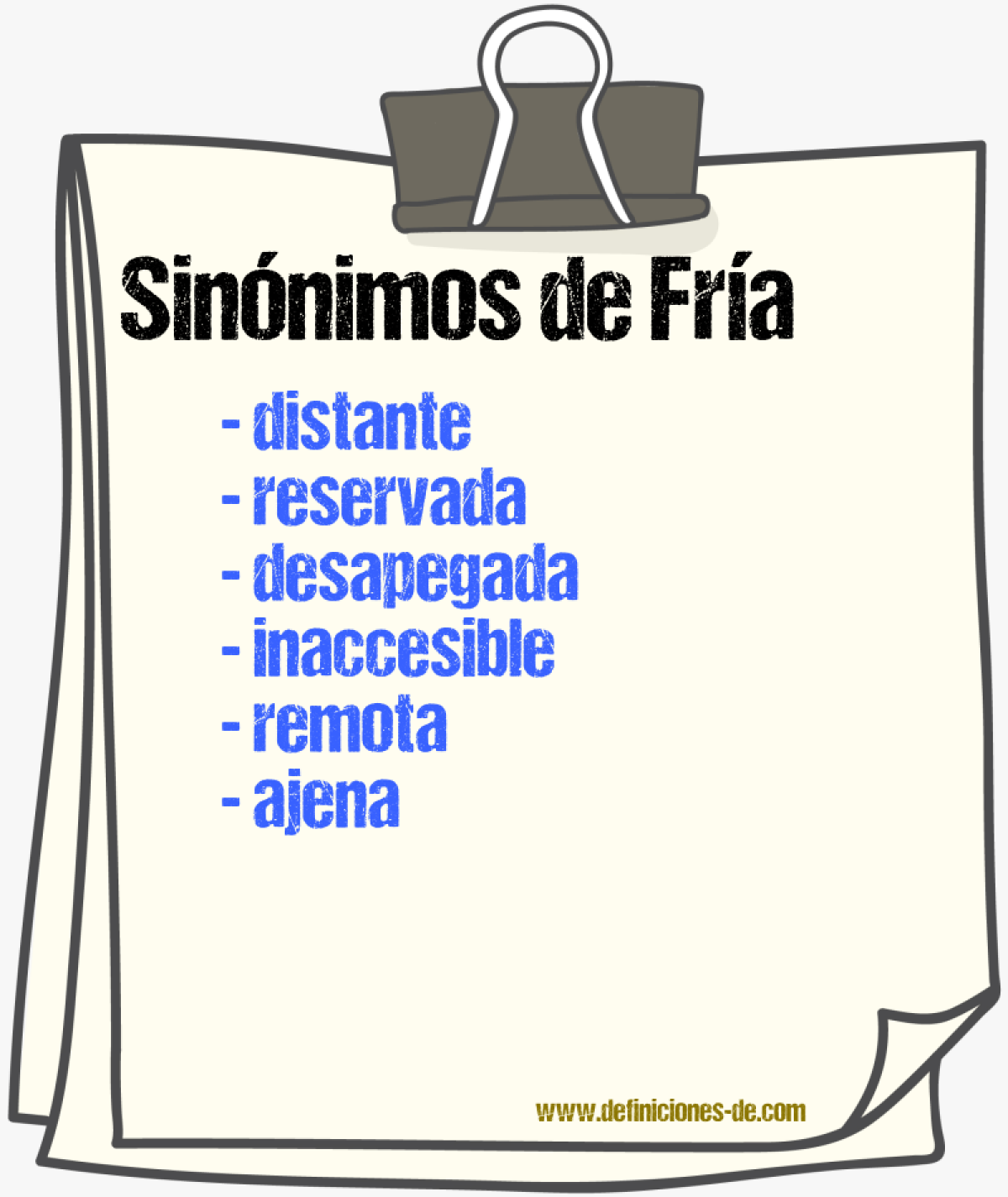 Sinónimos de fría