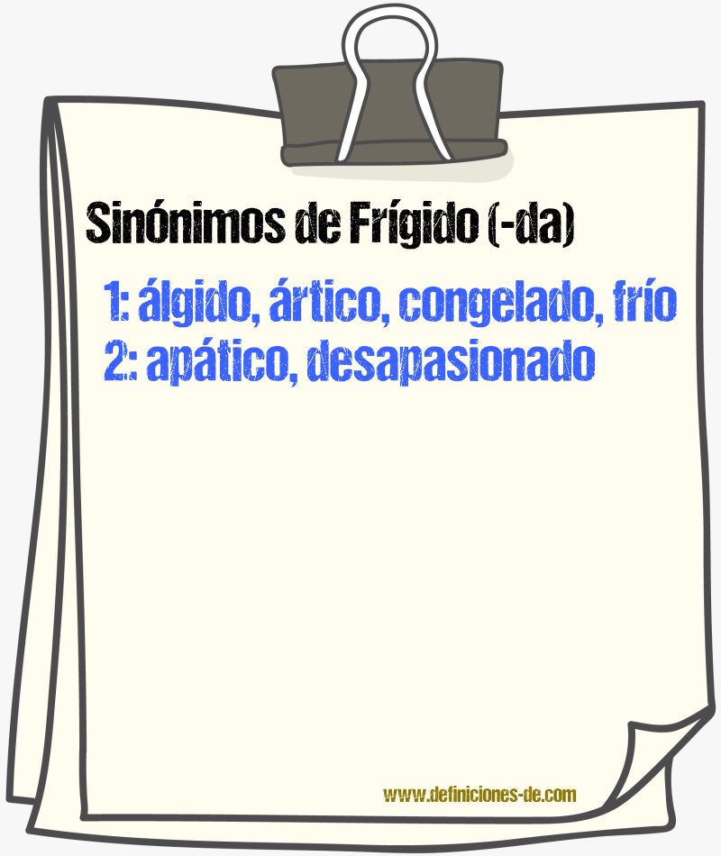 Sinnimos de frgido