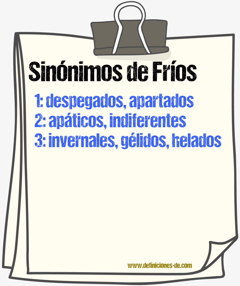 Sinónimos de fríos