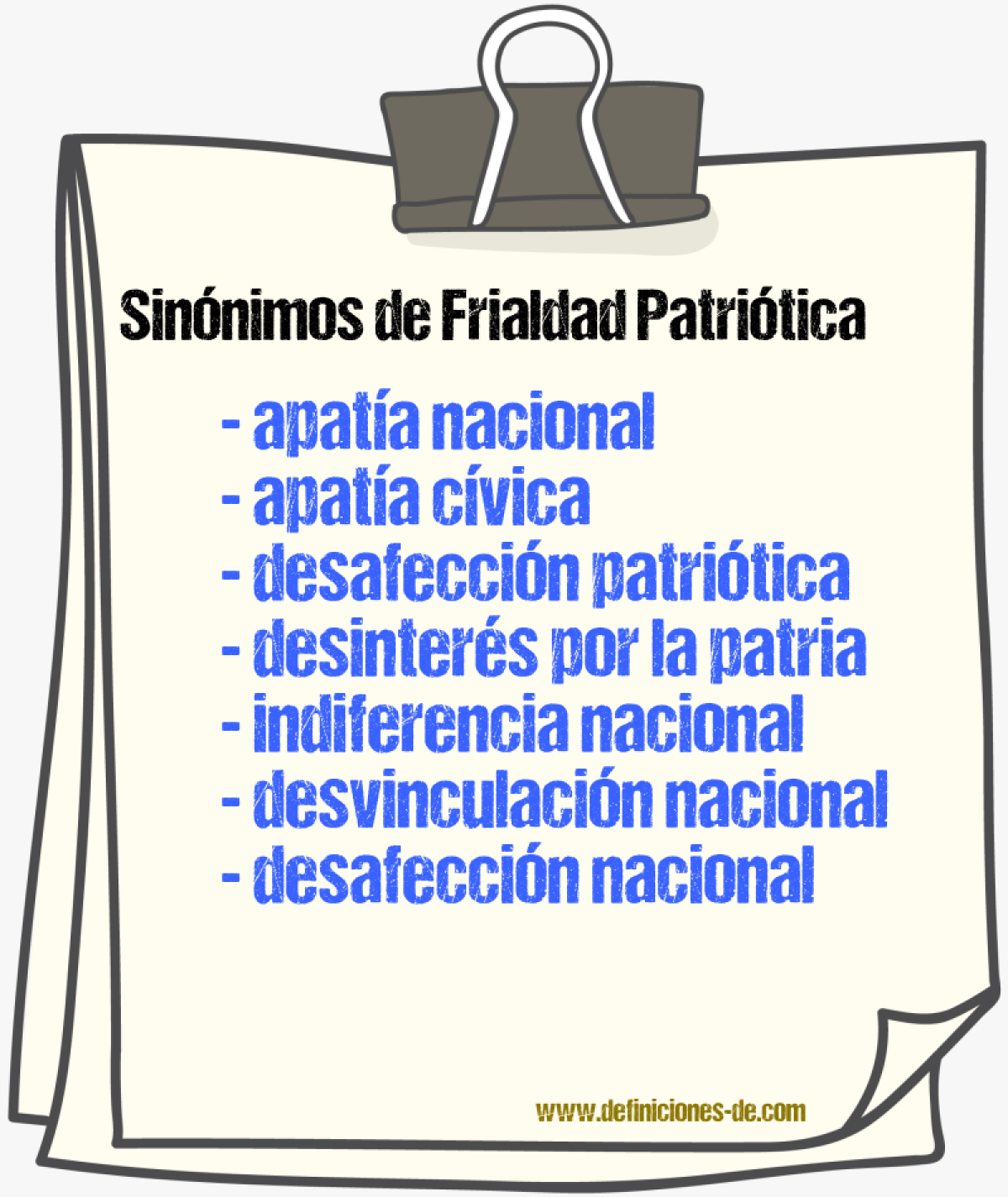 Sinónimos de frialdad patriótica