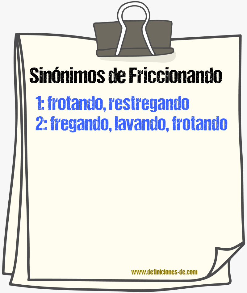 Sinónimos de friccionando