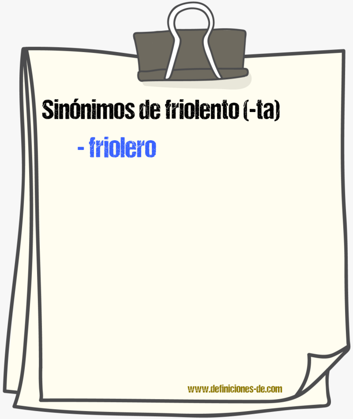 Sinnimos de friolento