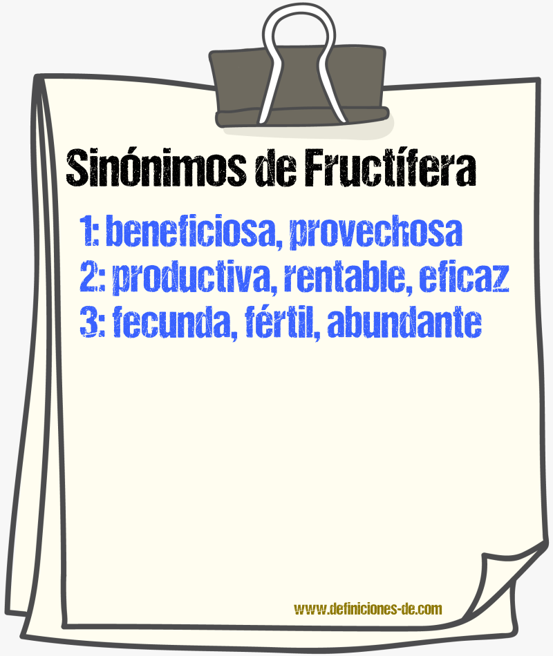Sinónimos de fructífera