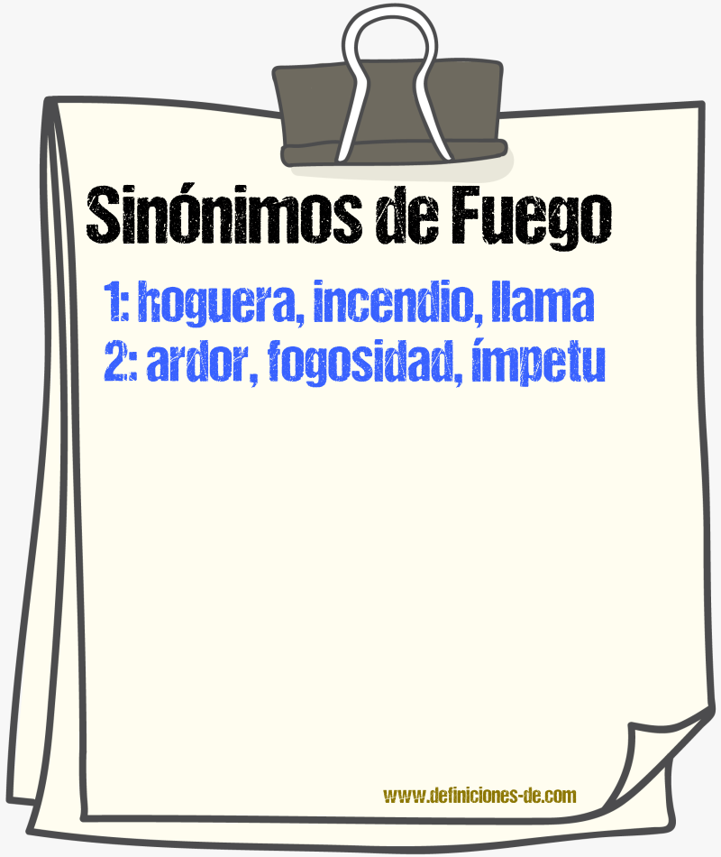 Sinnimos de fuego