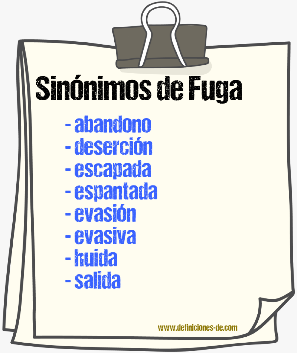 Sinnimos de fuga