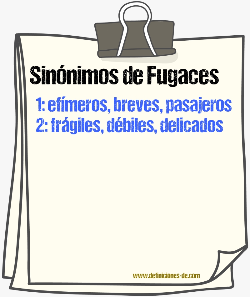 Sinónimos de fugaces