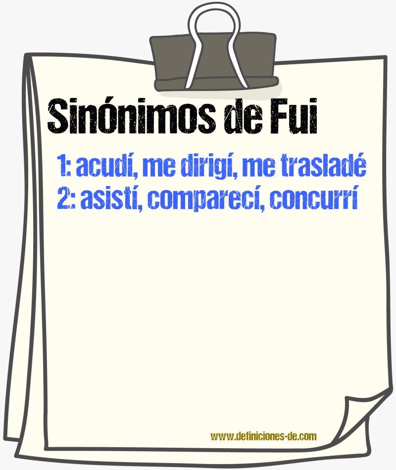 Sinónimos de fui