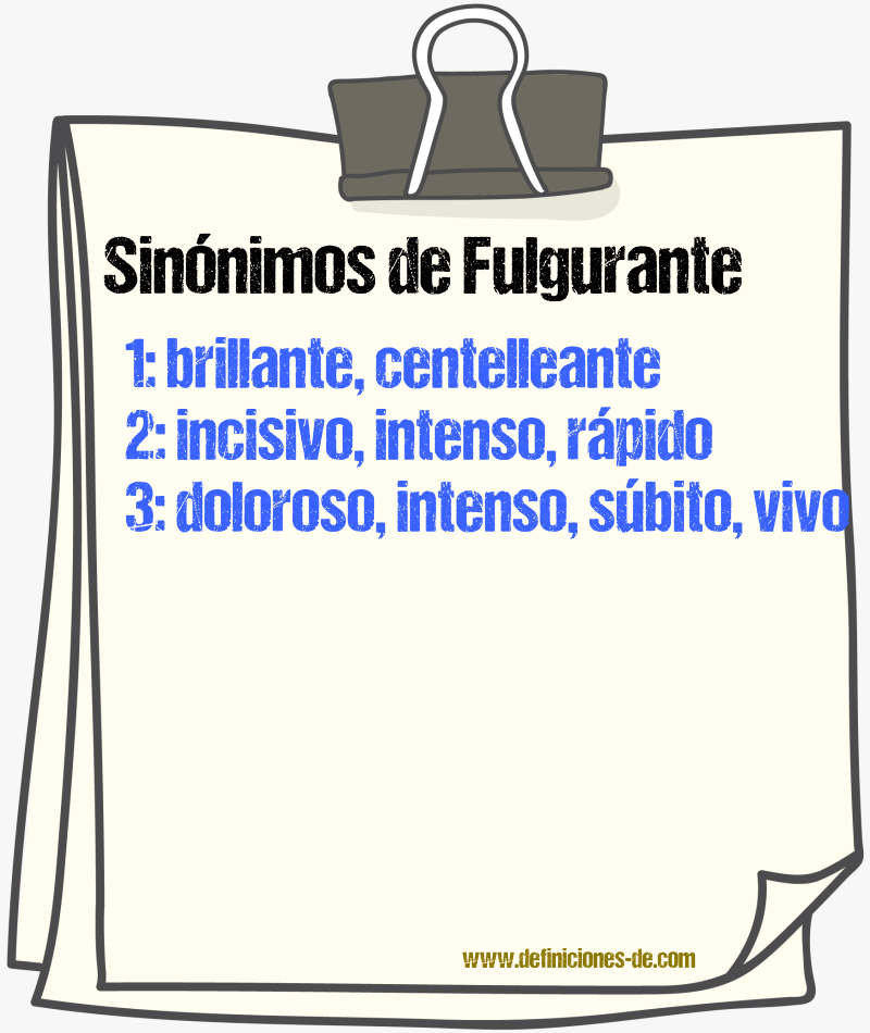 Sinnimos de fulgurante