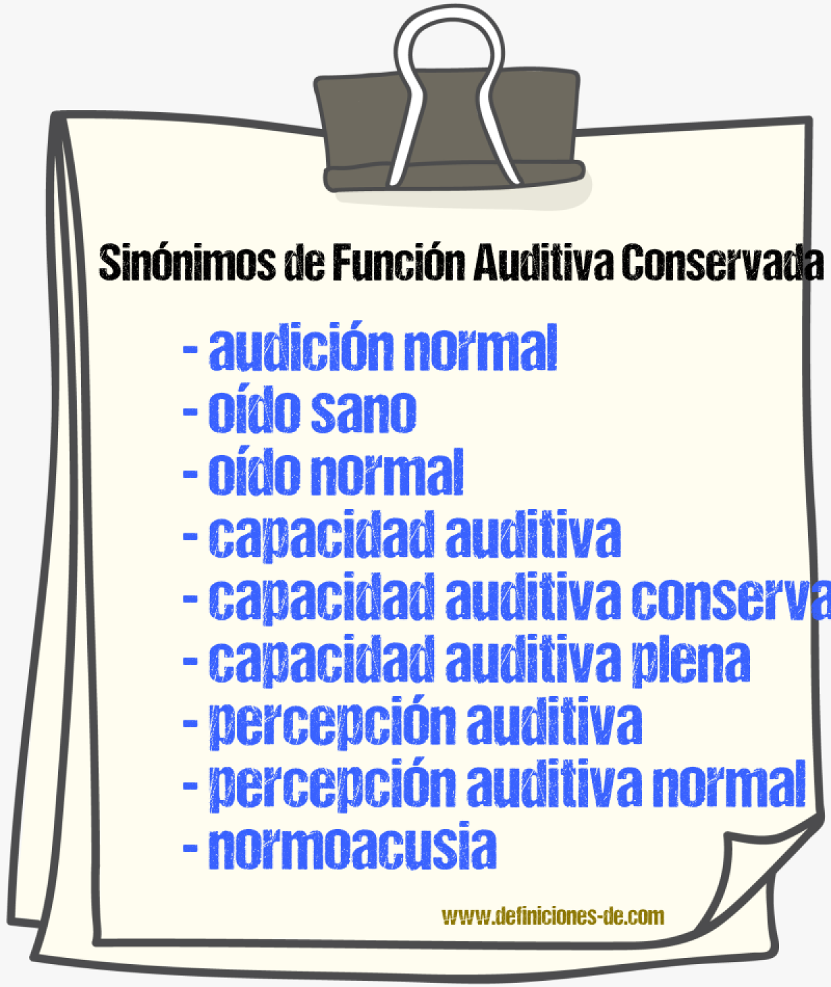 Sinónimos de función auditiva conservada