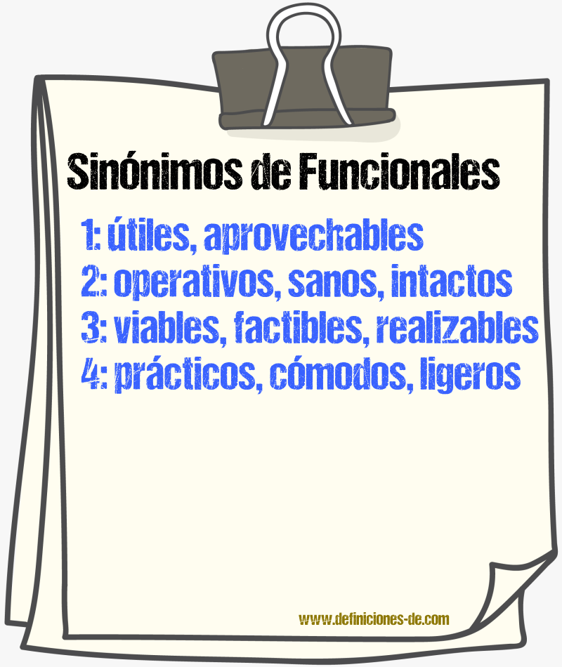 Sinónimos de funcionales