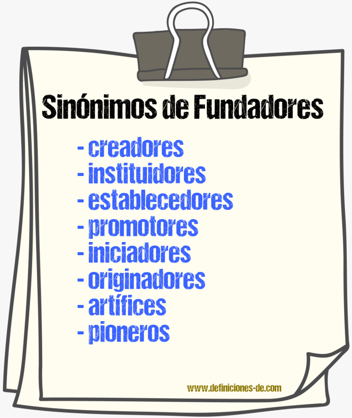 Sinónimos de fundadores