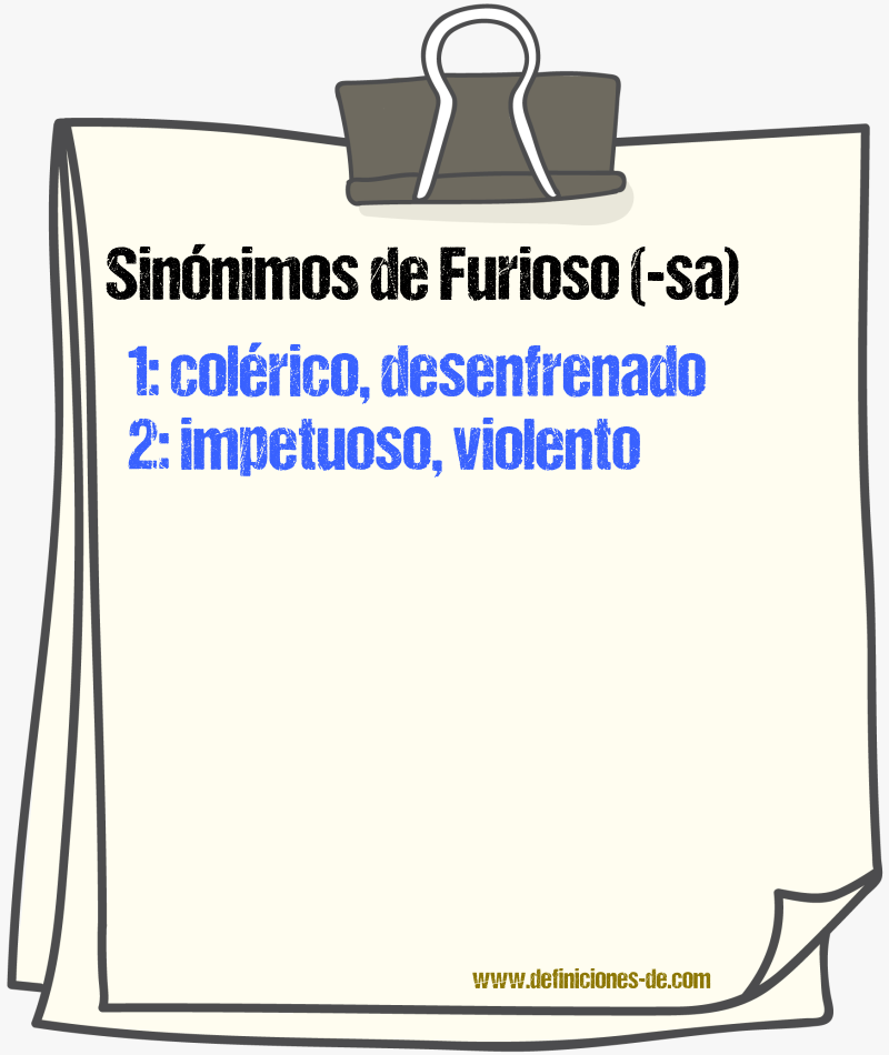 Sinnimos de furioso