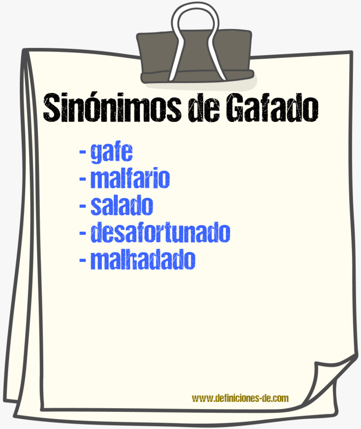 Sinónimos de gafado
