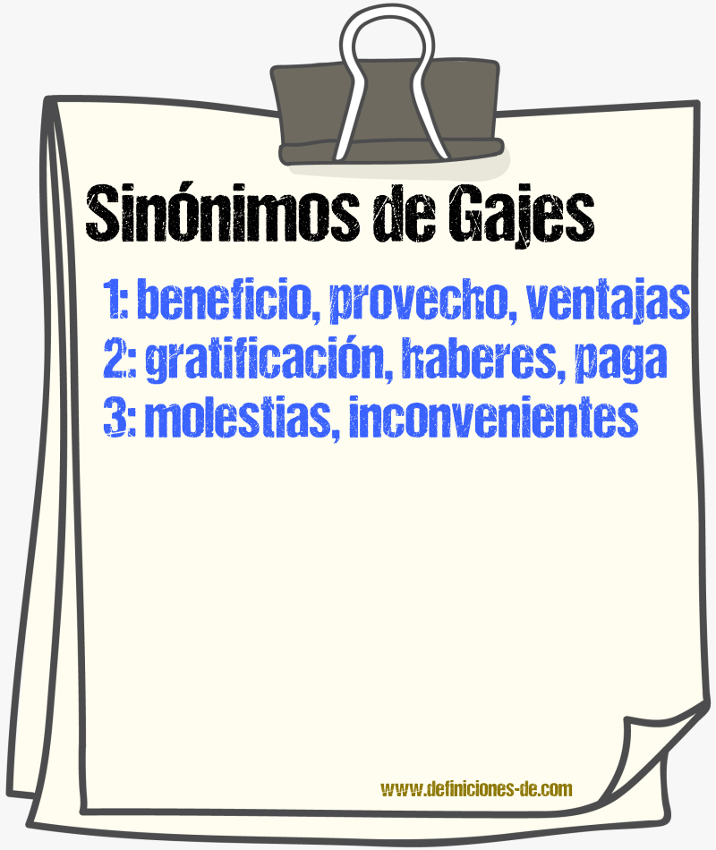 Sinnimos de gajes