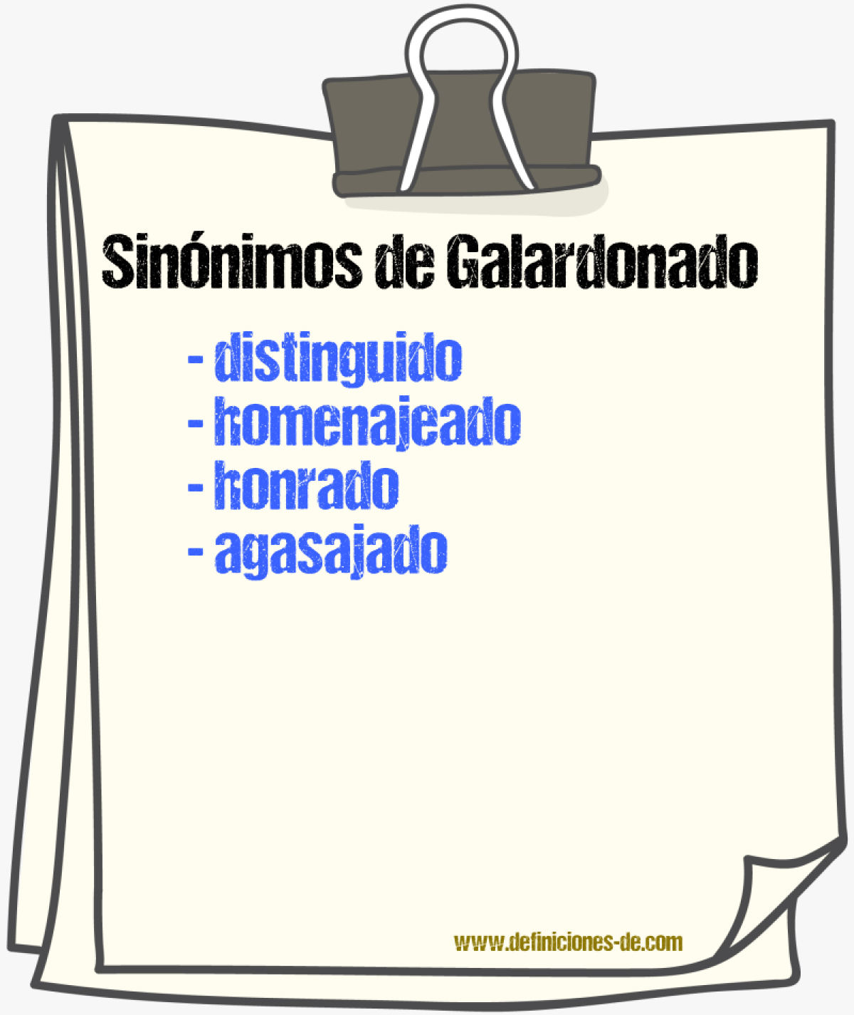 Sinnimos de galardonado